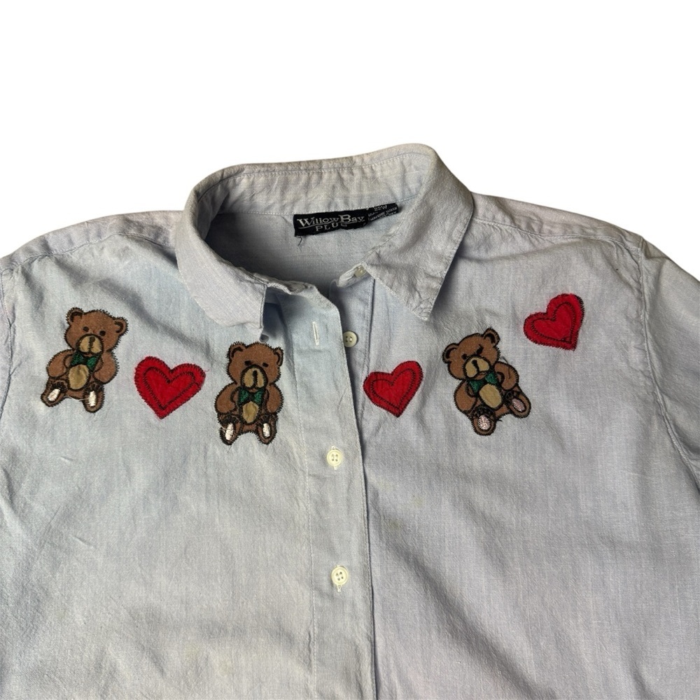 Vintage Willow Bay Teddy bear heart Shirt Bear Heart Embroidery